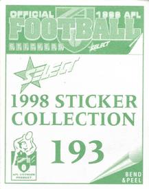 1998 Select AFL Stickers #193 Mark Merenda Back